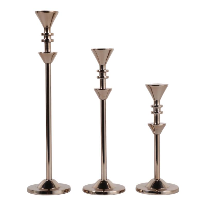 Metal Candle Sticks Sleek Modern Design Home Decor - 10/13/16" Bronze - 3.75" x 3.75" x 15.5"