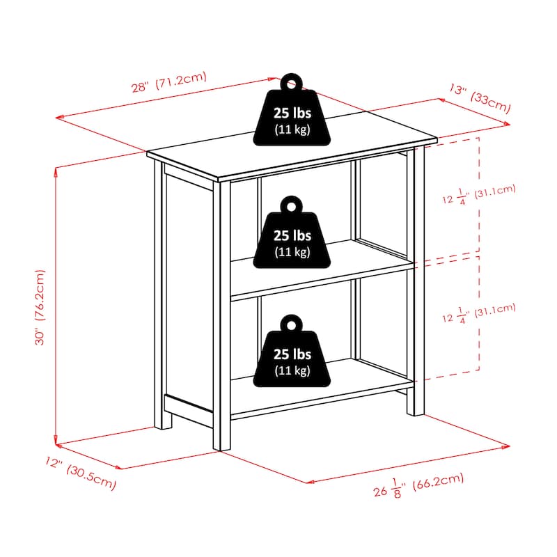 Verona 5-Pc Storage Shelf with 4 Foldable Fabric Baskets, Walnut and Beige - 28.03"W x 13"D x 30"H