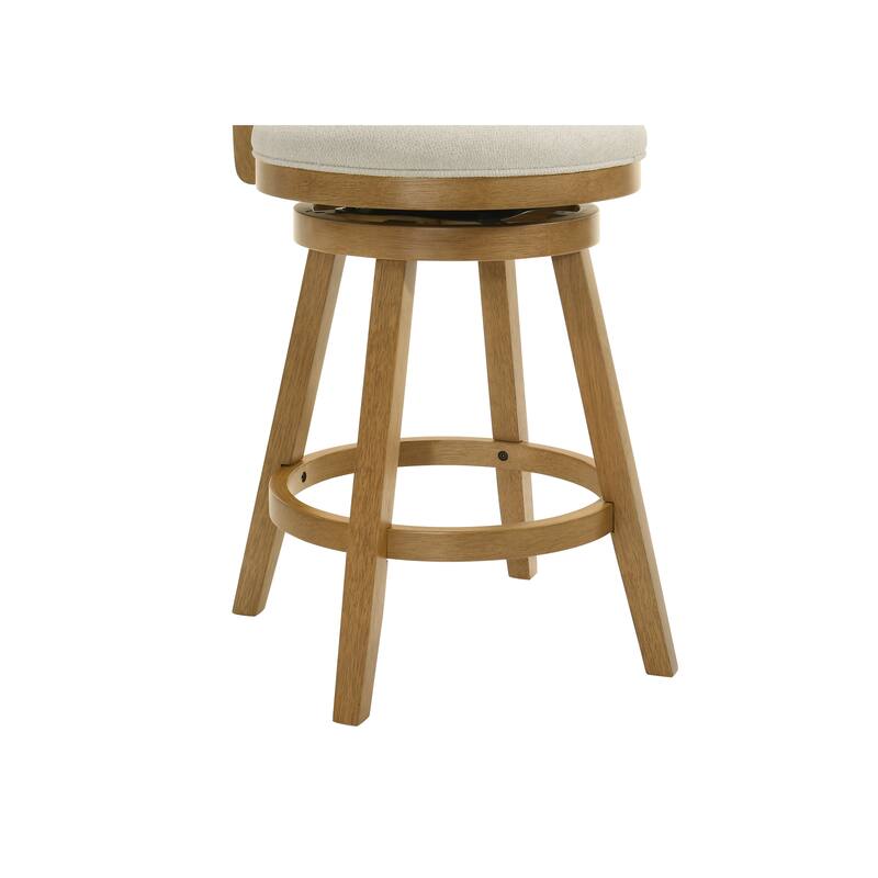 Harper Modern Swivel Bar Stool, Upholstered Counter Height Chair with Solid Wood Frame