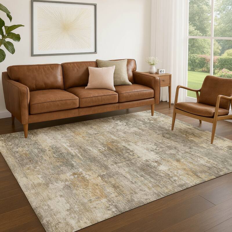 Machine Washable Indoor/ Outdoor Casual Ombre Chantille Rug