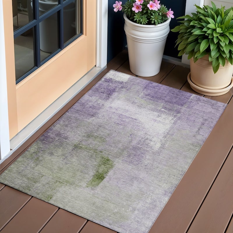 HomeRoots Abstract Transitional Rectangle Outdoor Rug - 3' x 5'