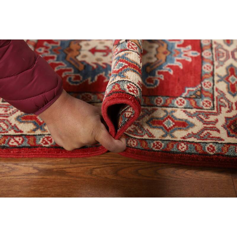 Geometric Kazak Oriental Rug Handmade Traditional Red Wool Carpet - 2'0" x 3'0"
