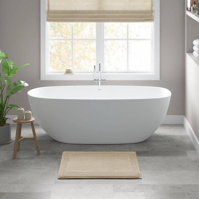 1 PCS 17x24" Cotton Tufted 3000 GSM Reversible Bath Rug White - Natural