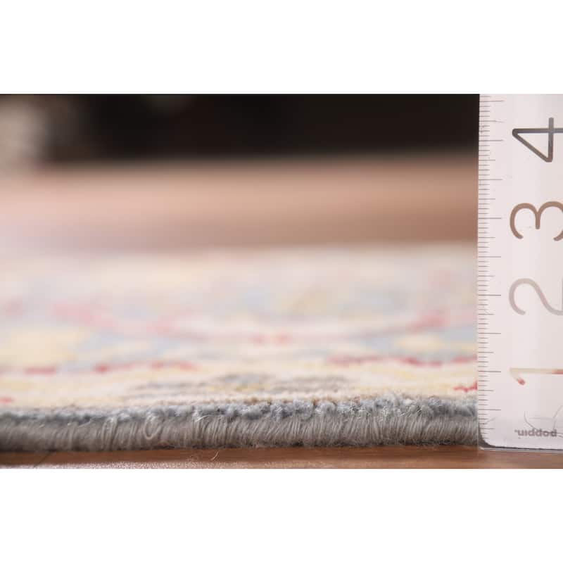 Transitional Grey Oushak Indian Area Rug Hand-knotted Wool Carpet - 2'0"x 3'0"