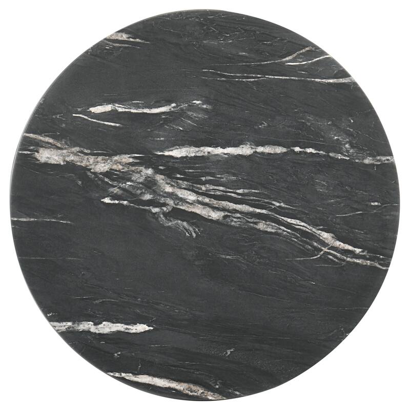 Skylark Round Marble-like Smart Top Side End Table Black