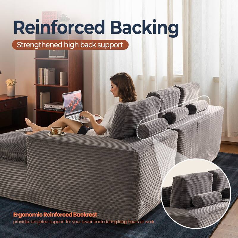 HOOOWOOO Upholstered Fabric Sectional Sofa Couch with Chaise