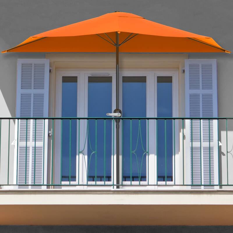 Pure Garden 9ft Half Umbrella with Base