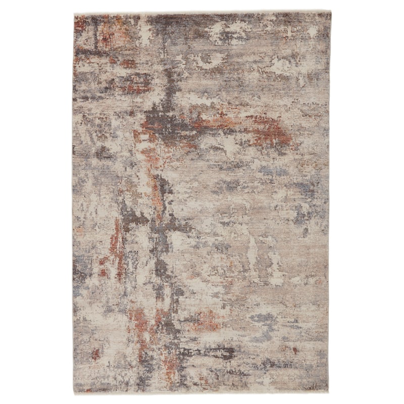 Heath Abstract Gray/ Red Area Rug - 3'11" x 5'10"