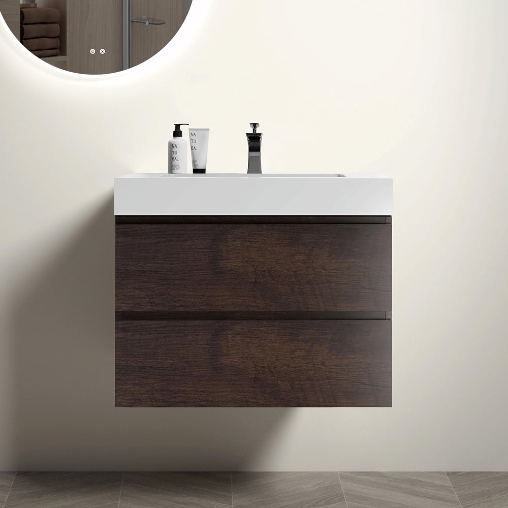 36"/30"/24" Floating Bathroom Vanity with Sink, Wall-Mounted Storage Cabinet