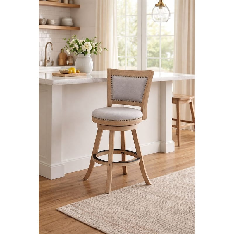 Melrose High Back Swivel Wood Counter Stool