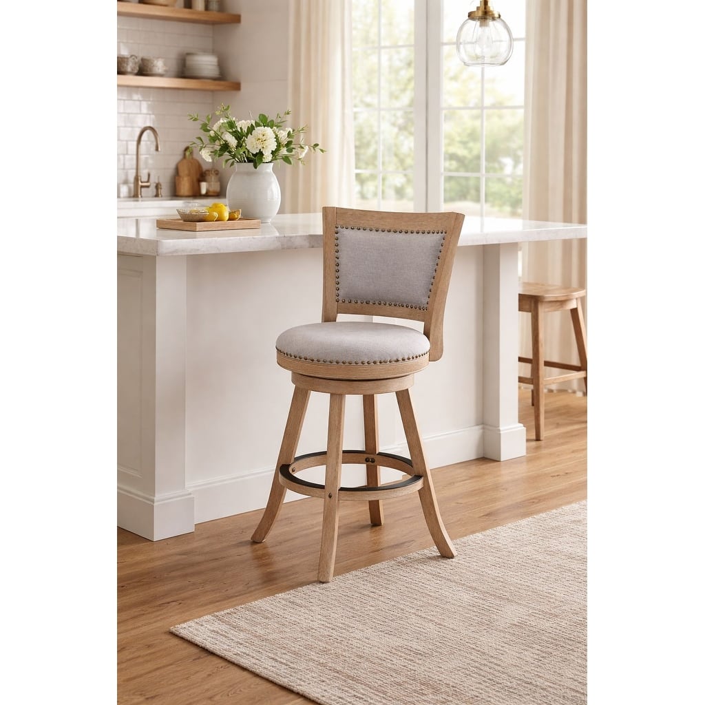 Melrose High Back Swivel Wood Counter Stool