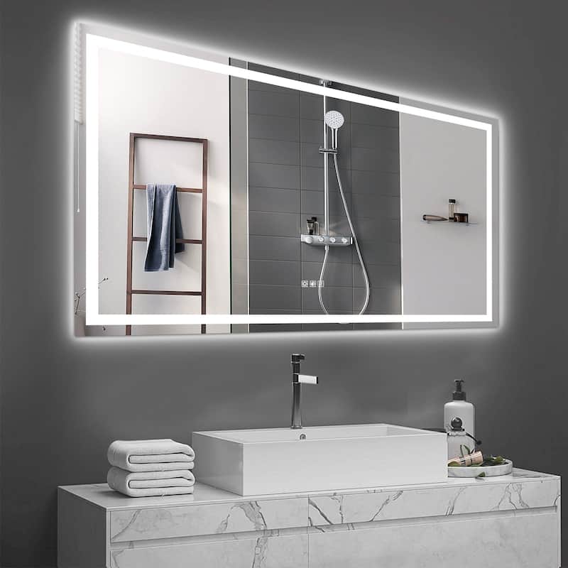 72" x 36" Rectangular Frameless Dimmable Wall Mounted LED Bathroom Vanity Mirror - 72''36''