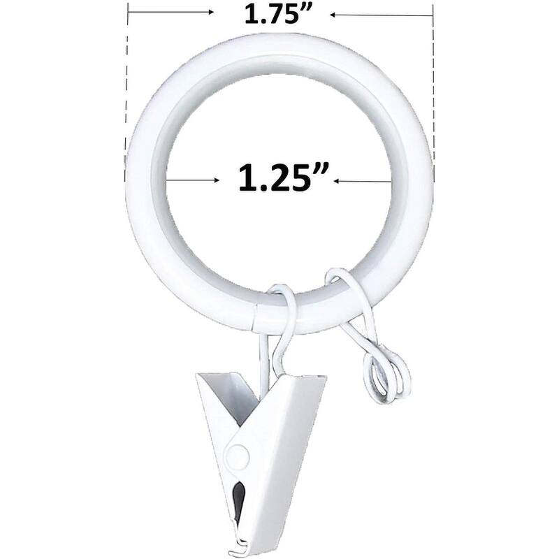 32PCS 1.25" Drapery Curtain Rod Rings for 1" Rod with Clips, Eyelets and Nylon Inserts