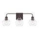 preview thumbnail 3 of 2, Tanner Clear Glass 3-light Vanity Fixture Bronze