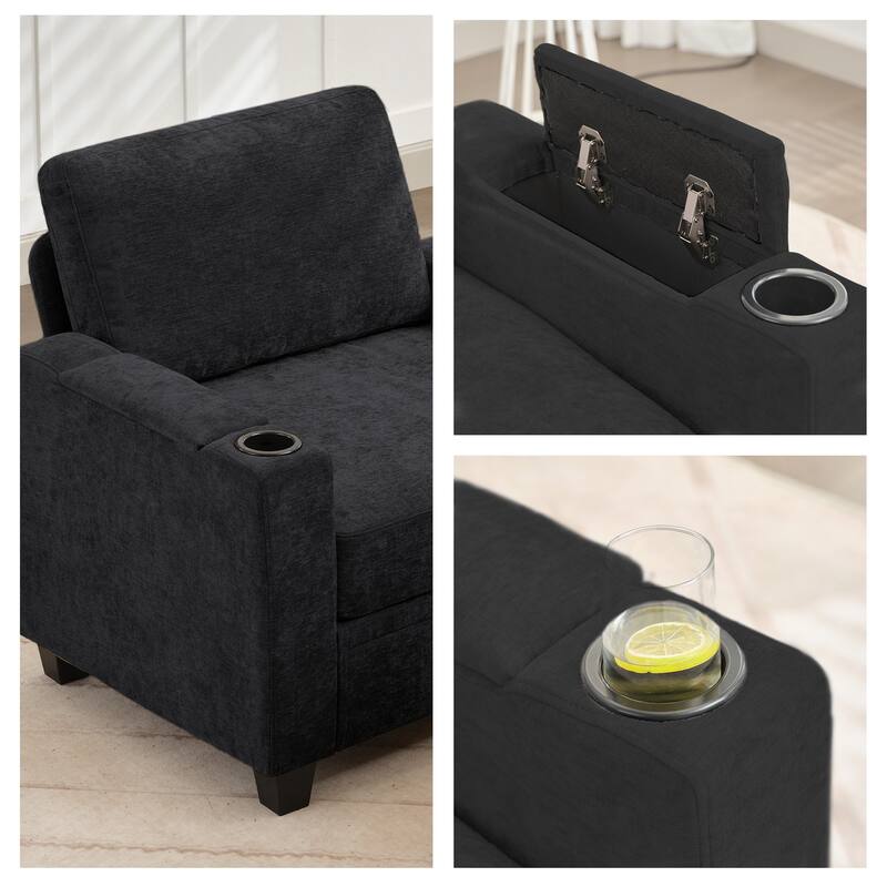 Chenille Storage Single Sofa with a Removable Ottoman