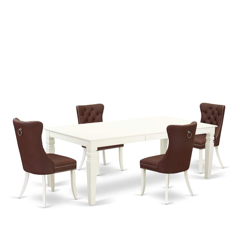 East West Furniture Dining Set Consists of a Rectangle Kitchen Table and Chairs, Linen White (Pieces Options)