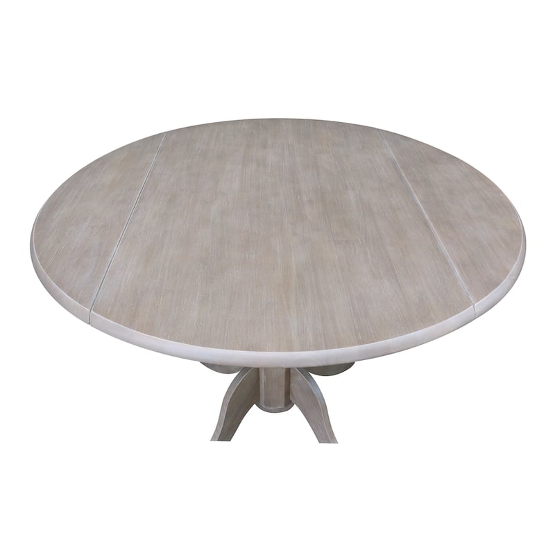 Round Pedestal Base Solid Wood 42-inch Drop-leaf Dining Table