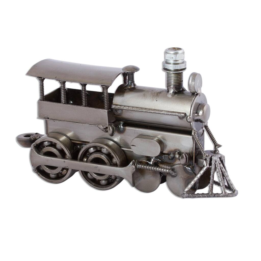 Handmade Iron 'Rustic Steam Engine' Sculpture