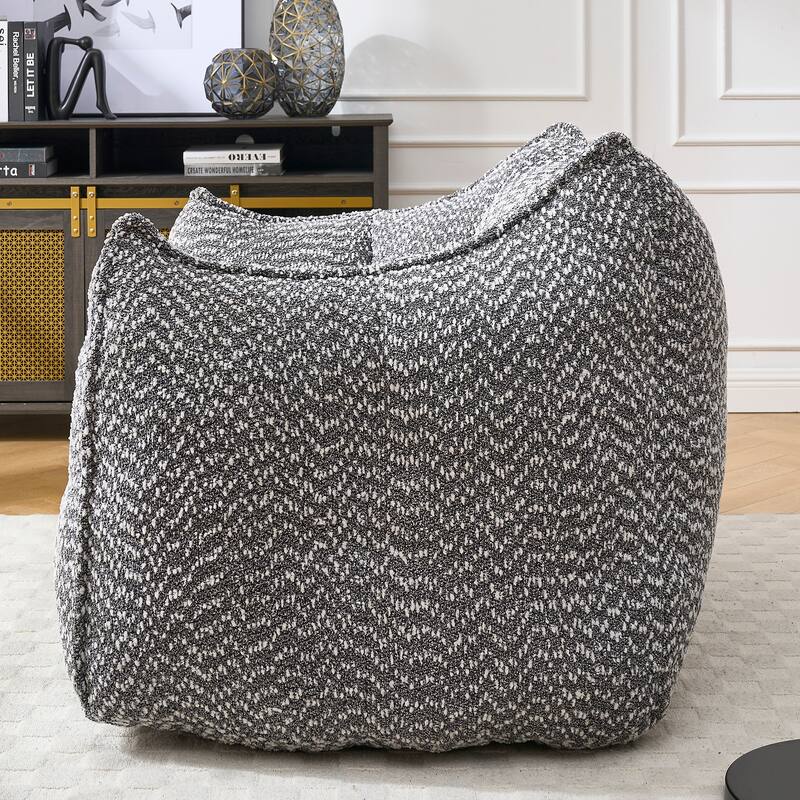 Chenille Square Bean Bag Chair, High Resilience Foam Lounge Chair, Cozy Aldult Lazy Sofa with Curved Armrests and Backrest