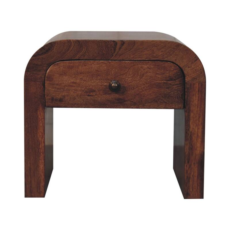 HomeRoots 16" Brown Solid Wood One Drawer Arched Nightstand