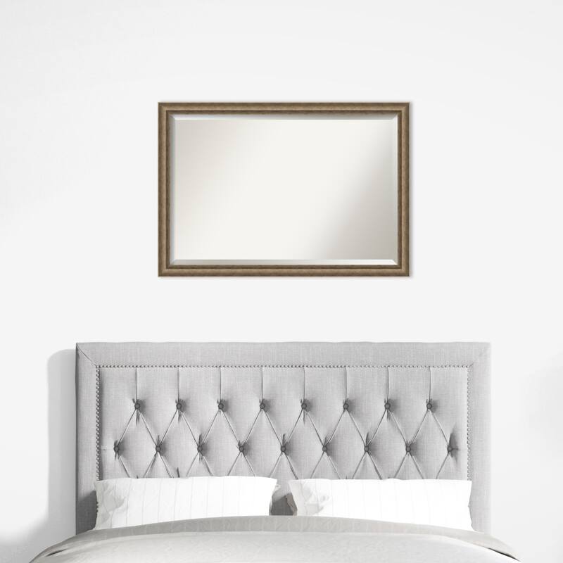 Angled Beveled Wood Framed Wall Mirror