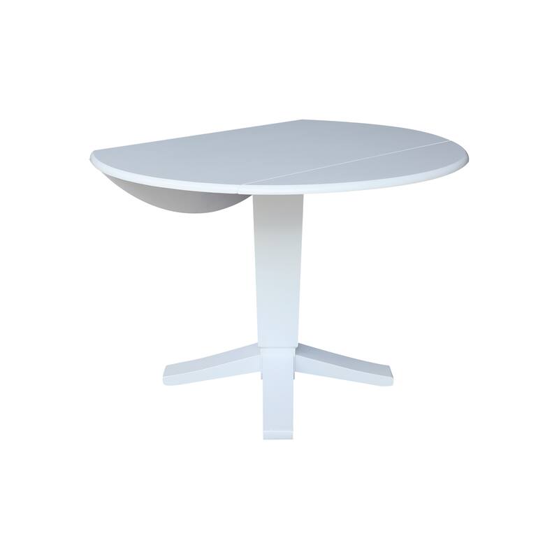 42 in Solid Wood Round Dual Drop Leaf Pedestal Dining Table
