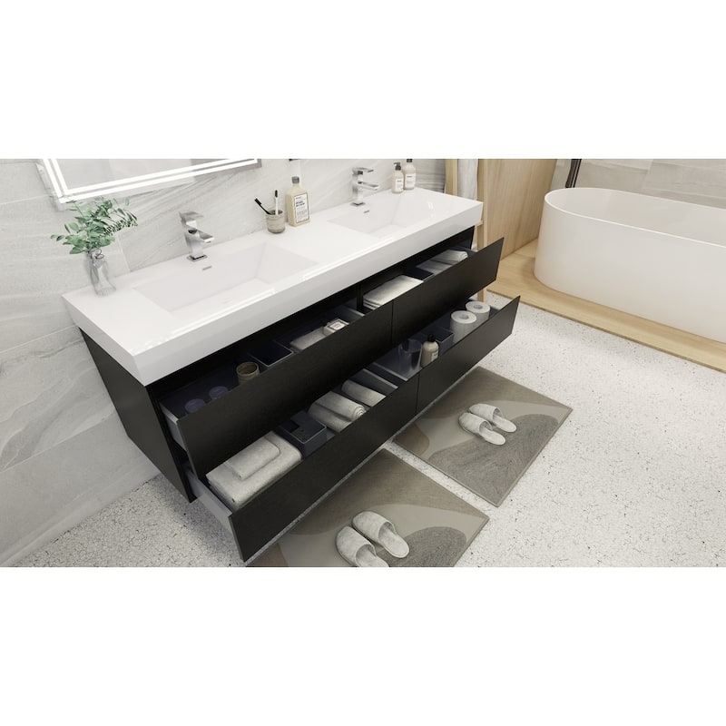 Baillie 84'' Wall-Mounted Vanity with Double Reinforced Acrylic Sink