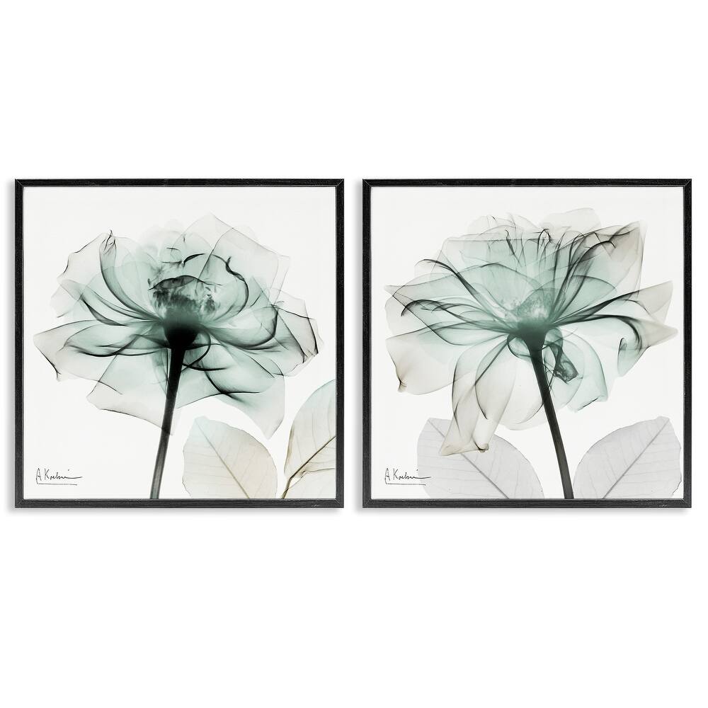 Stupell Serene Emerald Rose Framed Giclee Art Design By Albert Koetsier (Set of 2)