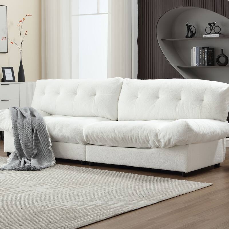 Cloud Style Teddy Velvet Fabric Loveseat