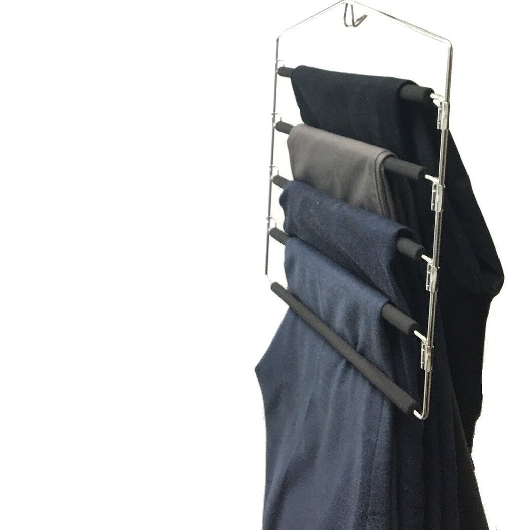 Shop Closet Spice 2 Pack Strong Durable Anti Rust Chrome 5 Tier Pant Hangers Non Slip Foam Padded Space Saving Swing Design Overstock 14682873