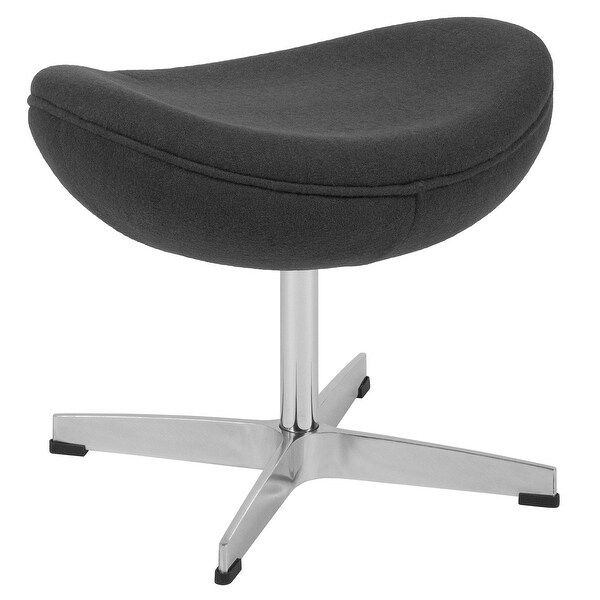 21" Gray Saddle Curved Design Wool Fabric Upholstery Ottoman - N/A