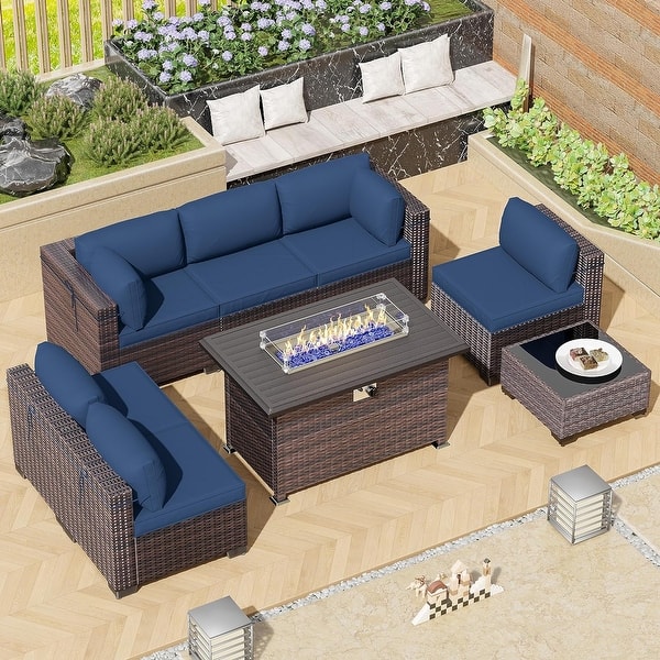 Outdoor Rattan Sectional Sofa Set, Patio Furniture Conversation - Main Image