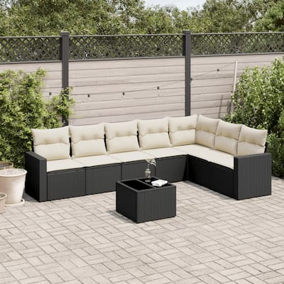 vidaXL Garden Sofa Set Black - 24.4 x 25.8 x 27.2
