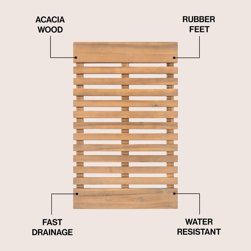 Paige Acacia Wood Slat Natural Indoor/Outdoor Shower Mat
