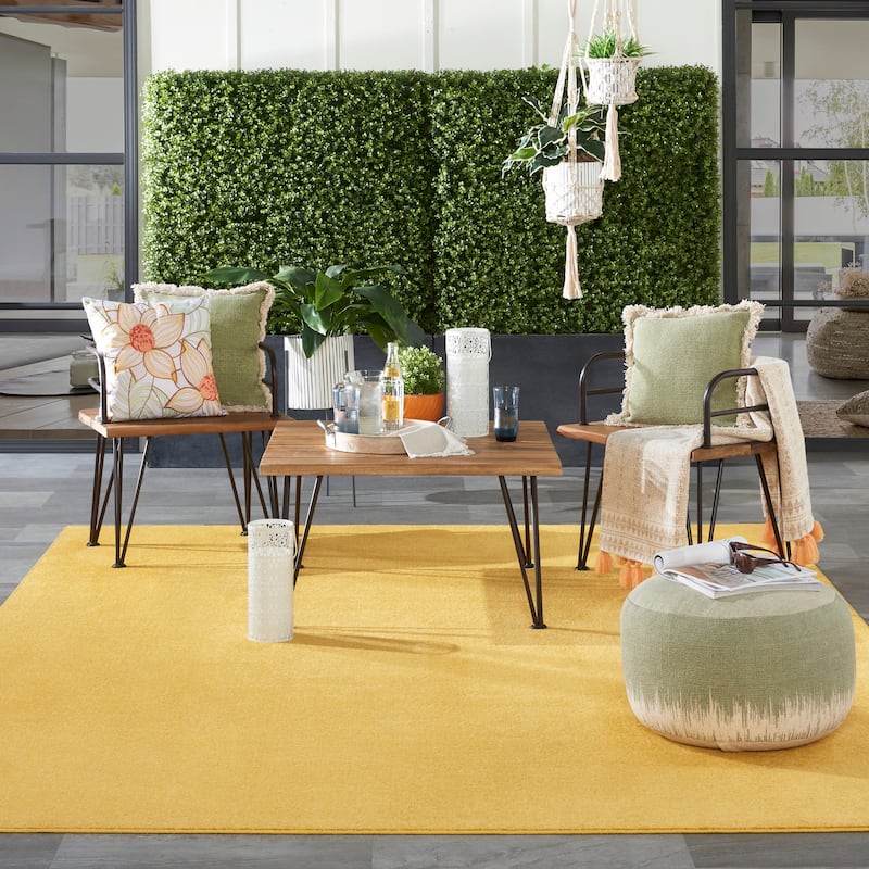 Nourison Essentials Solid Contemporary Indoor/Outdoor Area Rug - 5' x 7' - Yellow