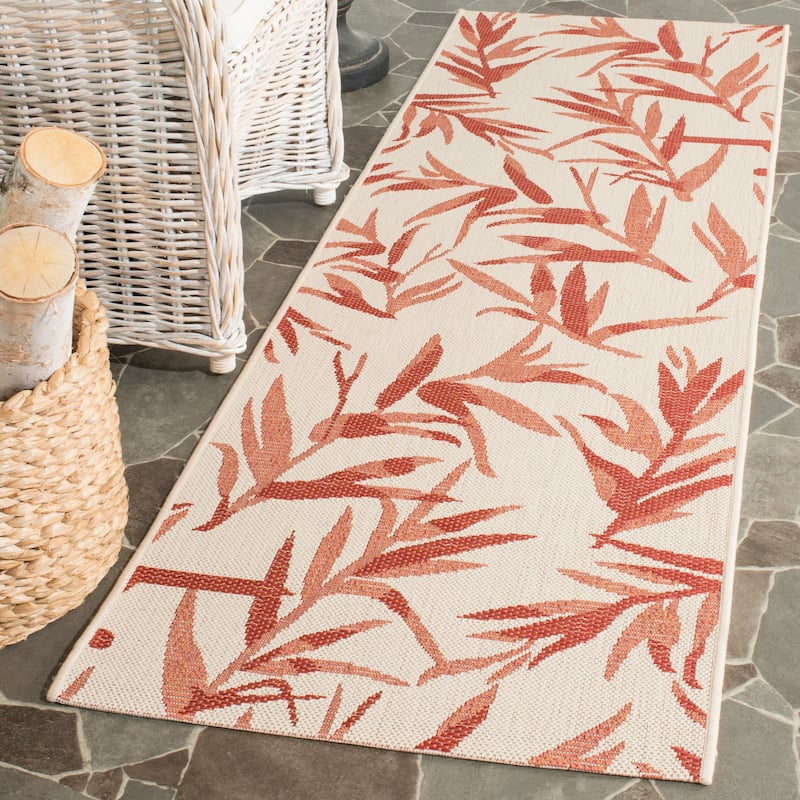 SAFAVIEH Courtyard Erminia Indoor/ Outdoor Waterproof Patio Backyard Rug - 2'3" x 6'7" Runner - Beige/Terracotta