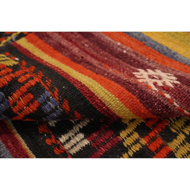 Hand Woven Oriental 100% Wool Carpet Southwestern Tribal Multi-Colored Kilim Area Rug - 8' 4'' X 5' 1''