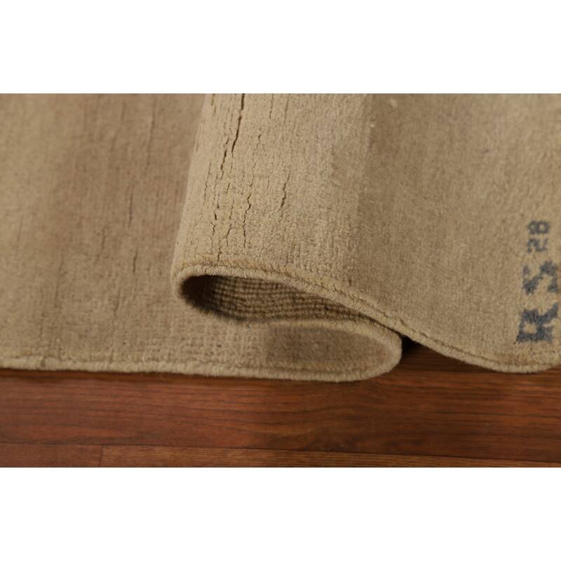 Gabbeh Modern Rug Hand-Knotted Solid Beige Wool Carpet - 2'1"x 2'10"