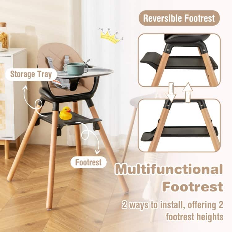 6-in-1 Baby High Chair with Removable Dishwasher and Safe Tray - 24.5" x 23" x 35.5"