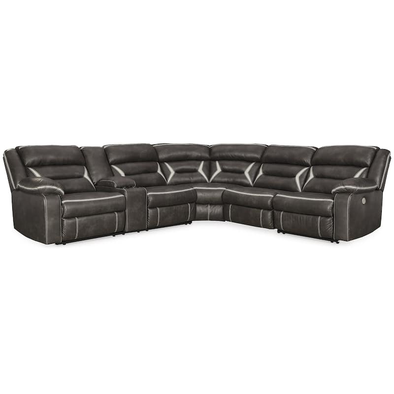 Signature Design by Ashley Kincord Black 4-Piece Power Reclining Sectional - Right Facing