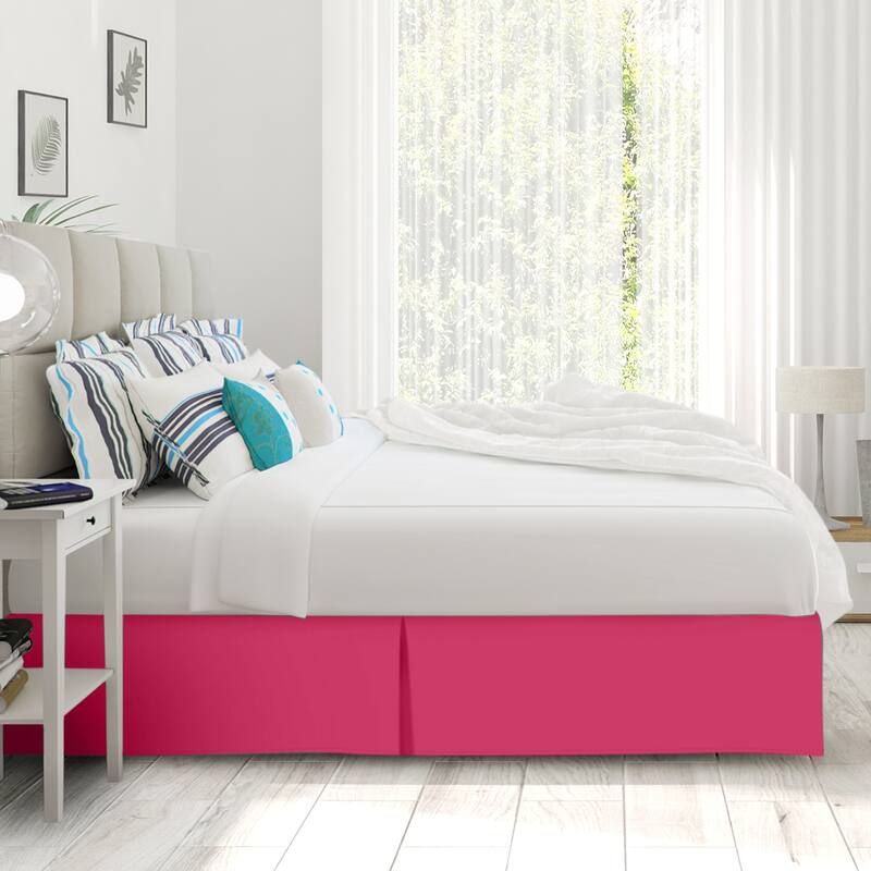 Clara Clark Pleated Bed Skirt-14 inch Tailored Drop - Soft Double Brushed Premium Microfiber Ruffle Bed Skirt - Includes 8 Pins