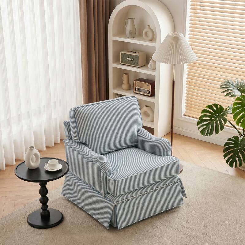 Skirted Swivel Accent Nailhead Barrel Chair