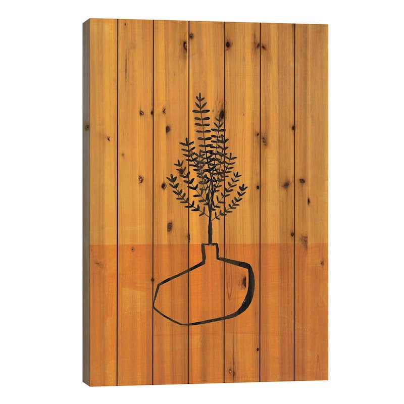 Antique Yellow Vase Print On Wood by EnShape - Multi-Color - 26x18x1.5