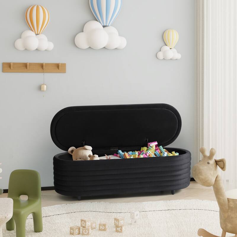 Farrah Velvet Polyester Flip Top Storage Ottoman - 54"