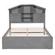 preview thumbnail 8 of 8, Full Size Wood Platform Bed with 2 Drawers & Storage Headboard