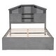 preview thumbnail 6 of 12, Gray Full Size Wood Bed with House Headboard & Drawers