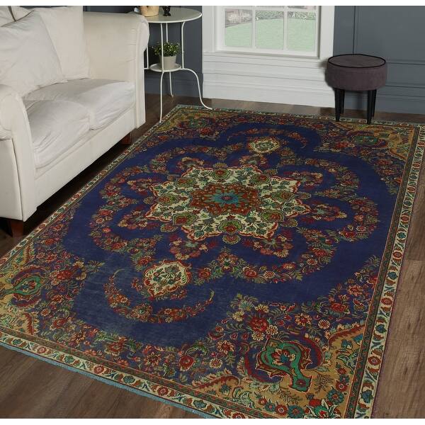 Fine Vintage Distressed Kelvin Drk. Purple/Ivory Rug 6'11" x 10'2