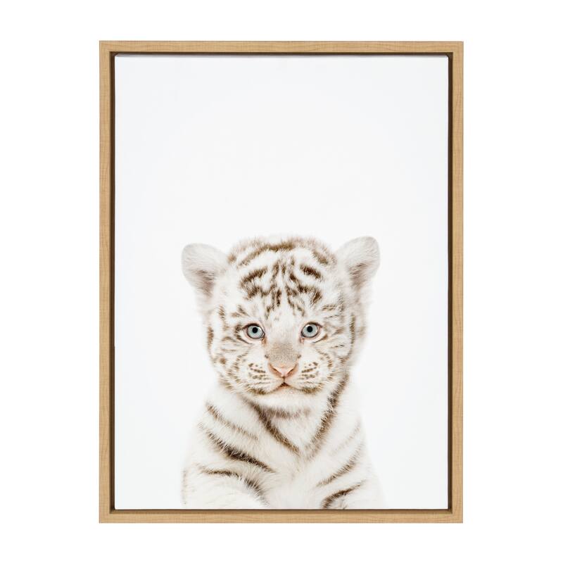 Kate and Laurel Sylvie Animal Studio Baby White Tiger Framed Canvas by Amy Peterson Art Studio