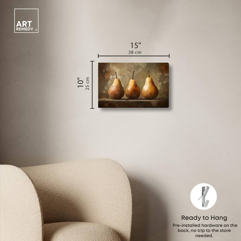 Pear Trio Canvas by Art Remedy, Gallery Wrapped
