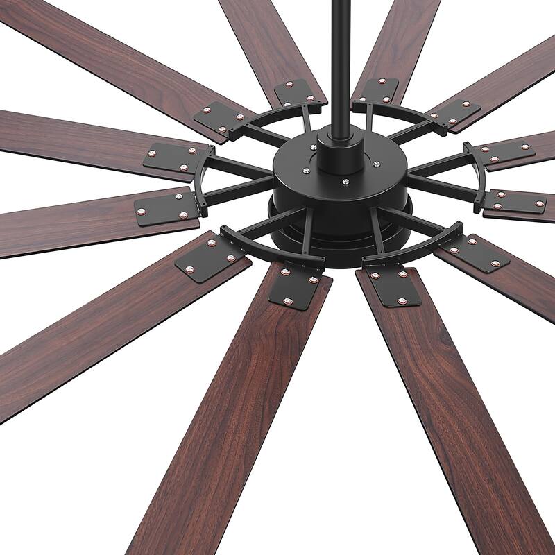 72"/80" Large Windmill Ceiling Fan with Light and Remote(12 Reversible Blades)